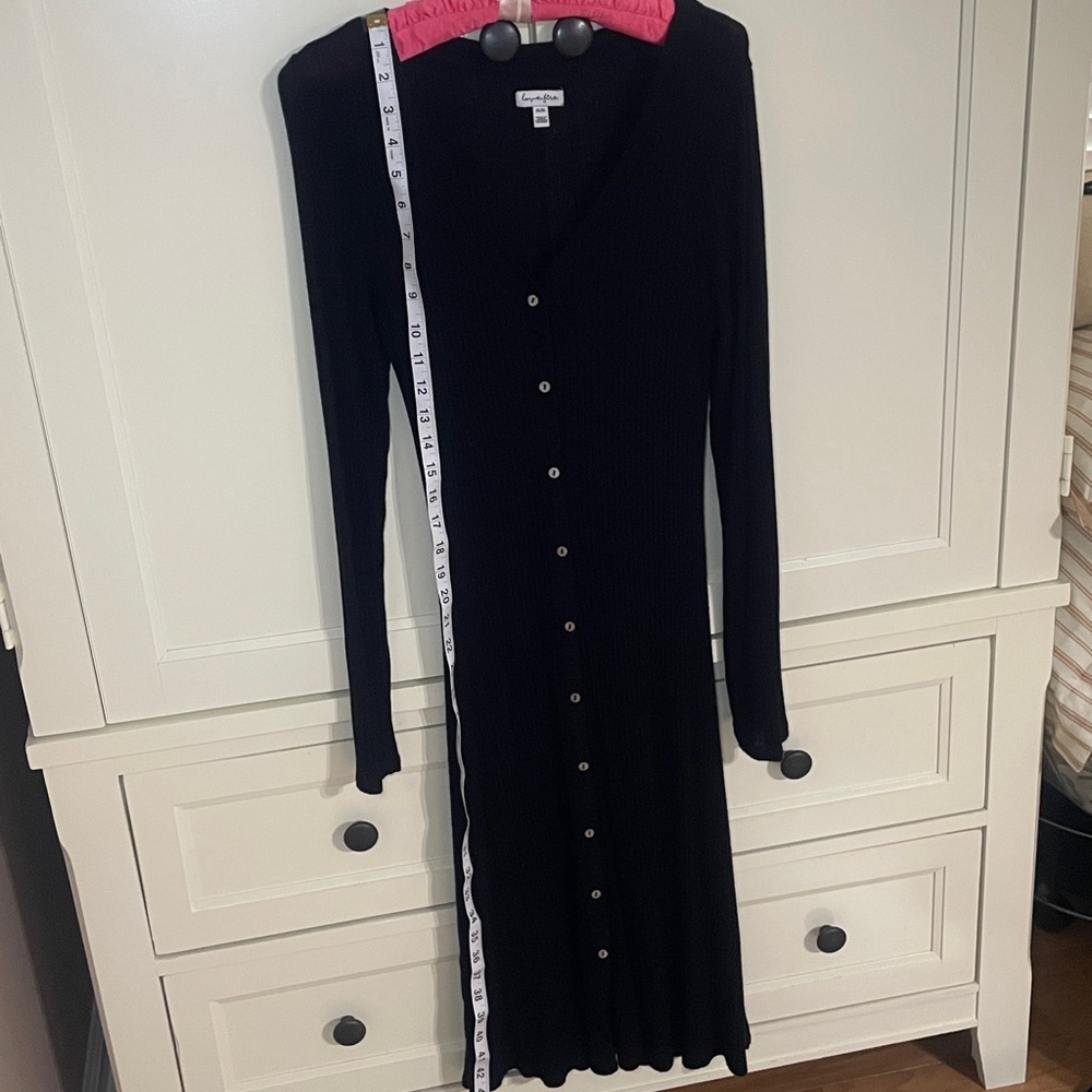 Love Fire Black Ribbed Long Sleeve Lightweight Sweater Dress Size M
